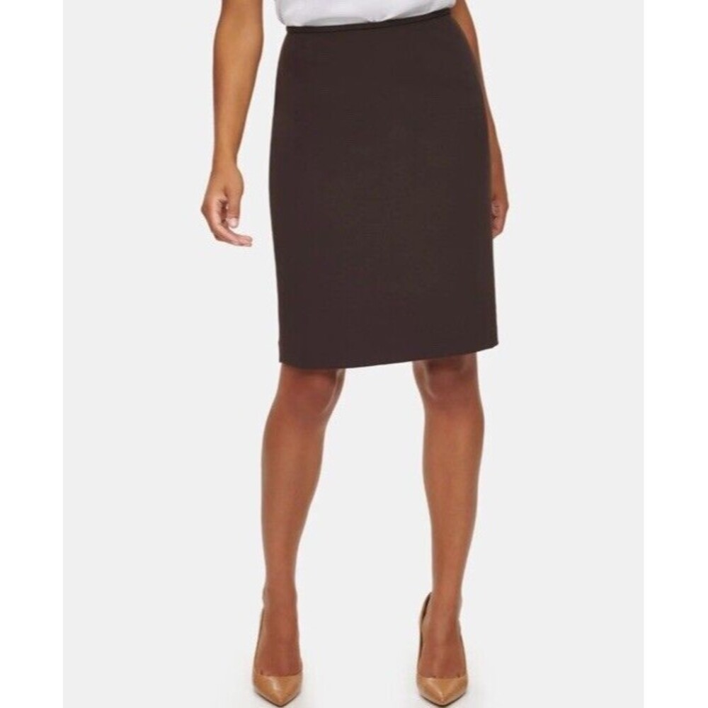 Calvin Klein Skirt 14p Chocolate Brown Wear to Work Career Classic 100% Wool NEW